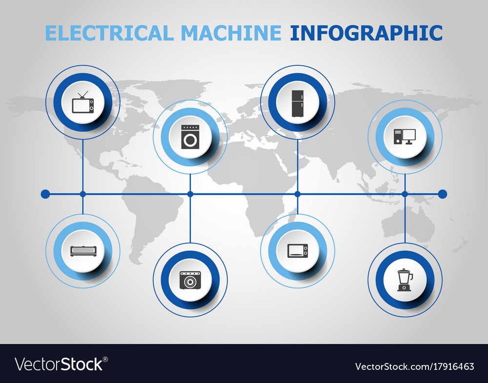 Infographic design with electrical machine icons Vector Image
