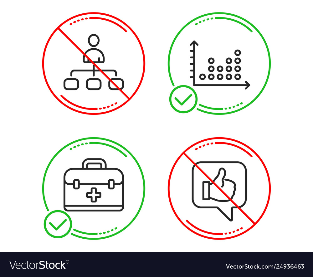Management dot plot and first aid icons set like vector image Management dot plot and first aid icons set like