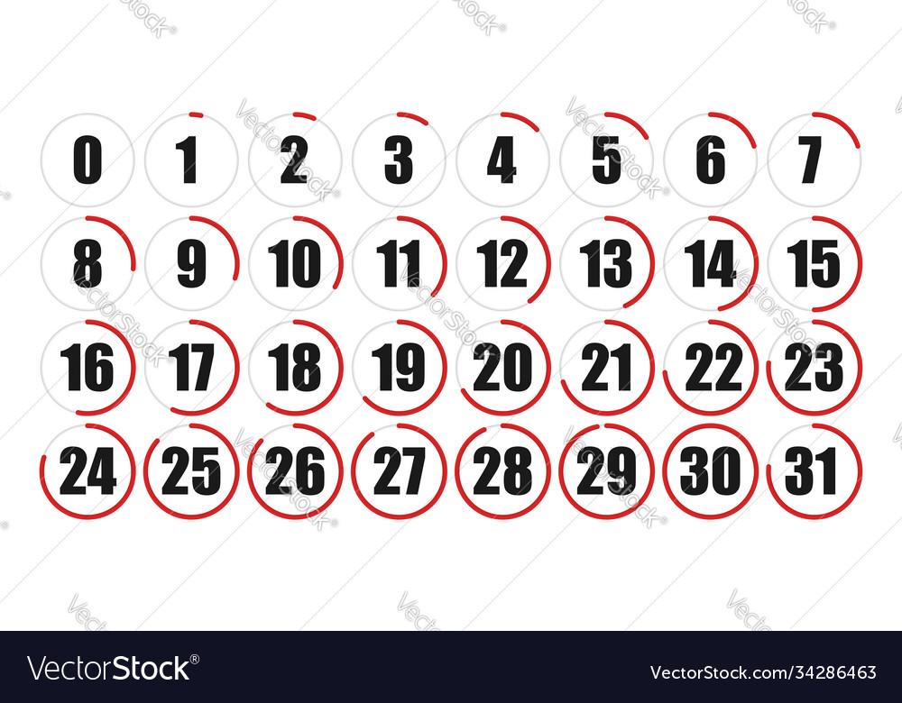 Numbers Numerals Dial Time Duration And Schedule Vector Image