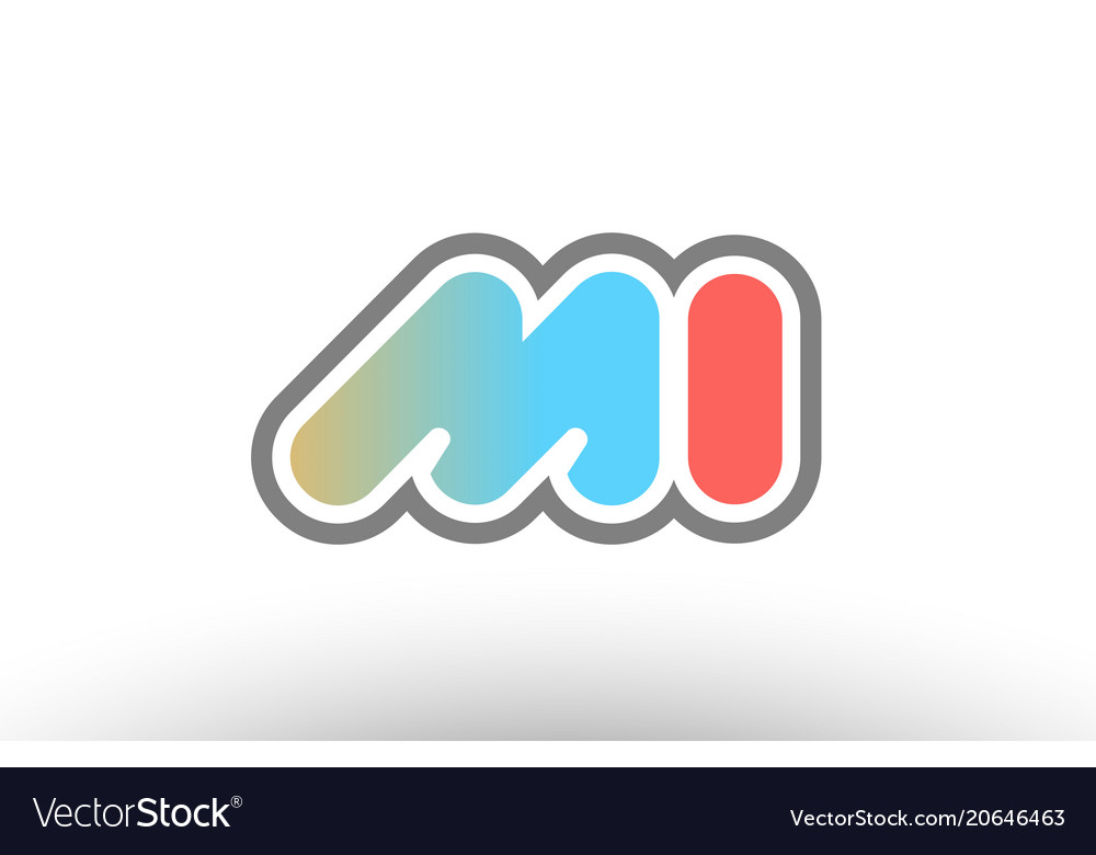 Orange pastel blue alphabet letter mi m i logo