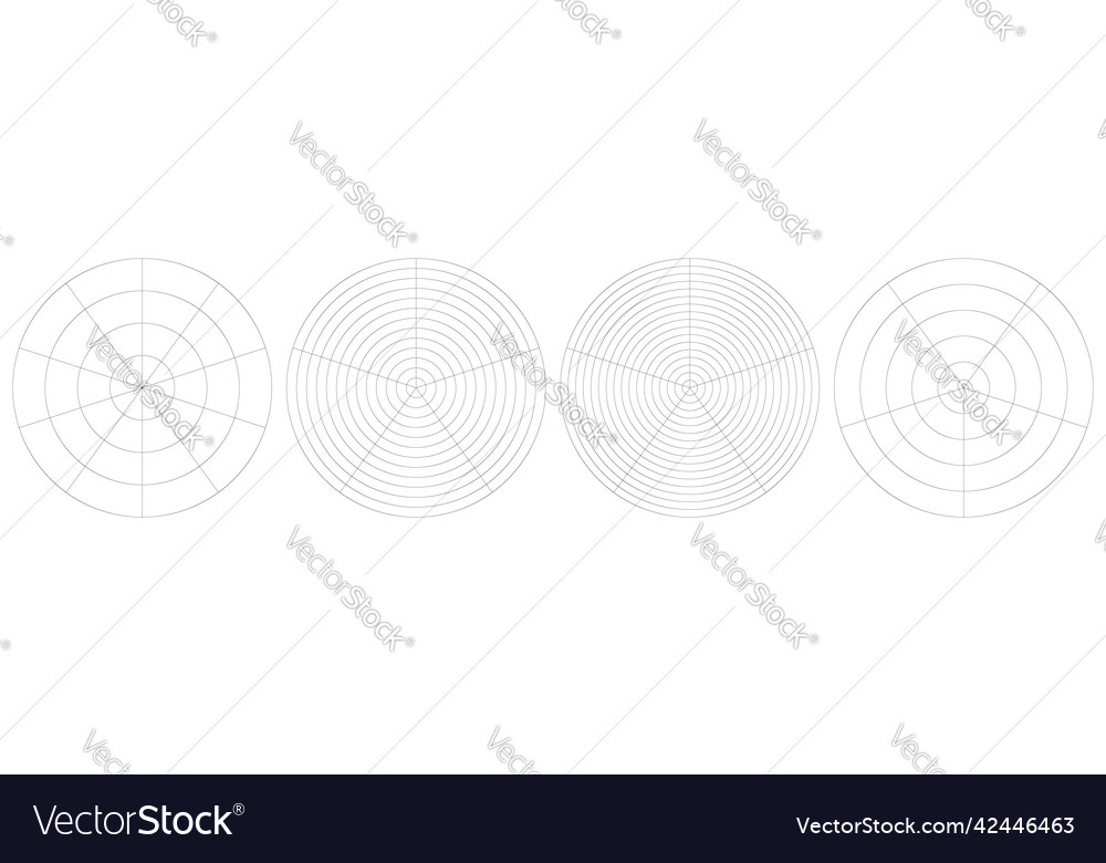 Polar circular grid mesh pie chart graph element vector image Polar circular grid mesh pie chart graph element