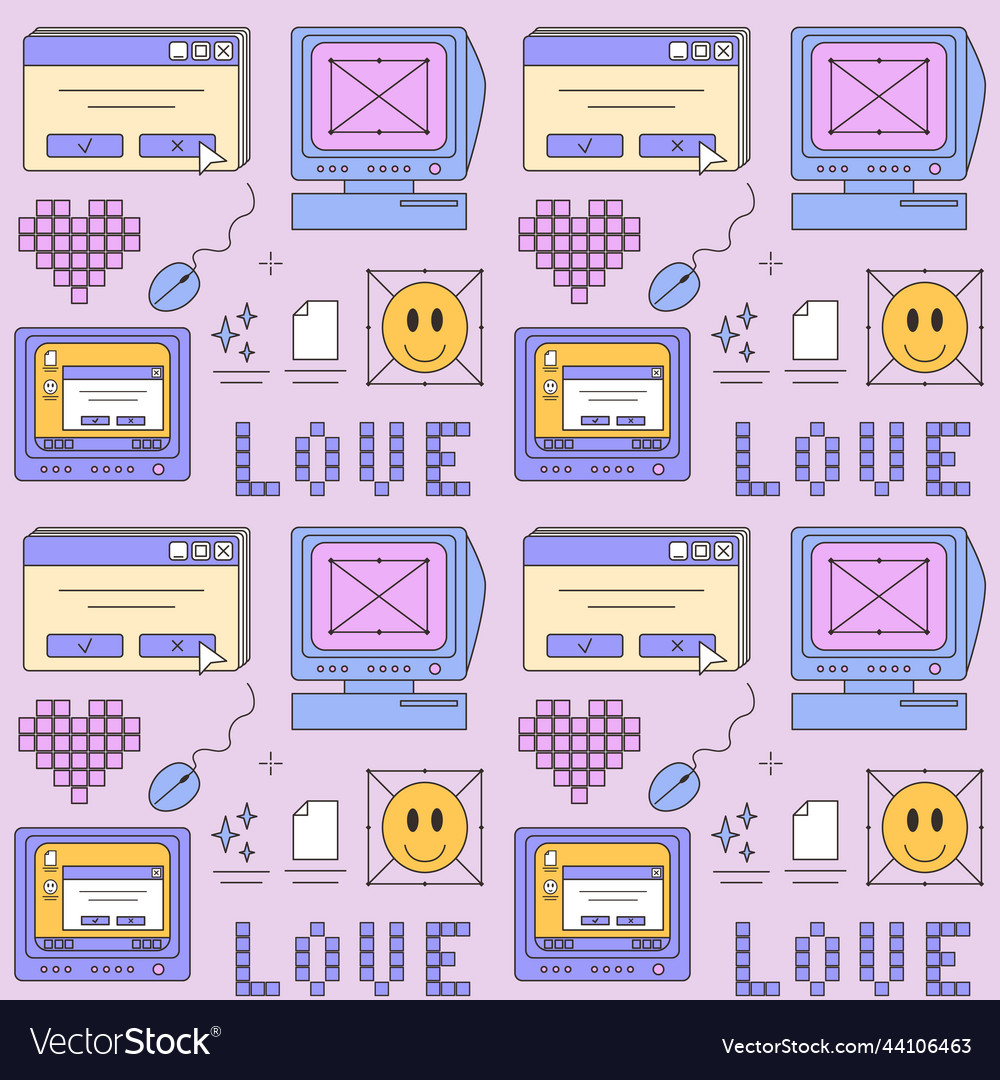 Seamless pattern of old computer window glasses vector image Seamless pattern of old computer window glasses