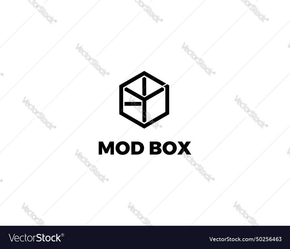 Simple modern hexagonal box logo design template