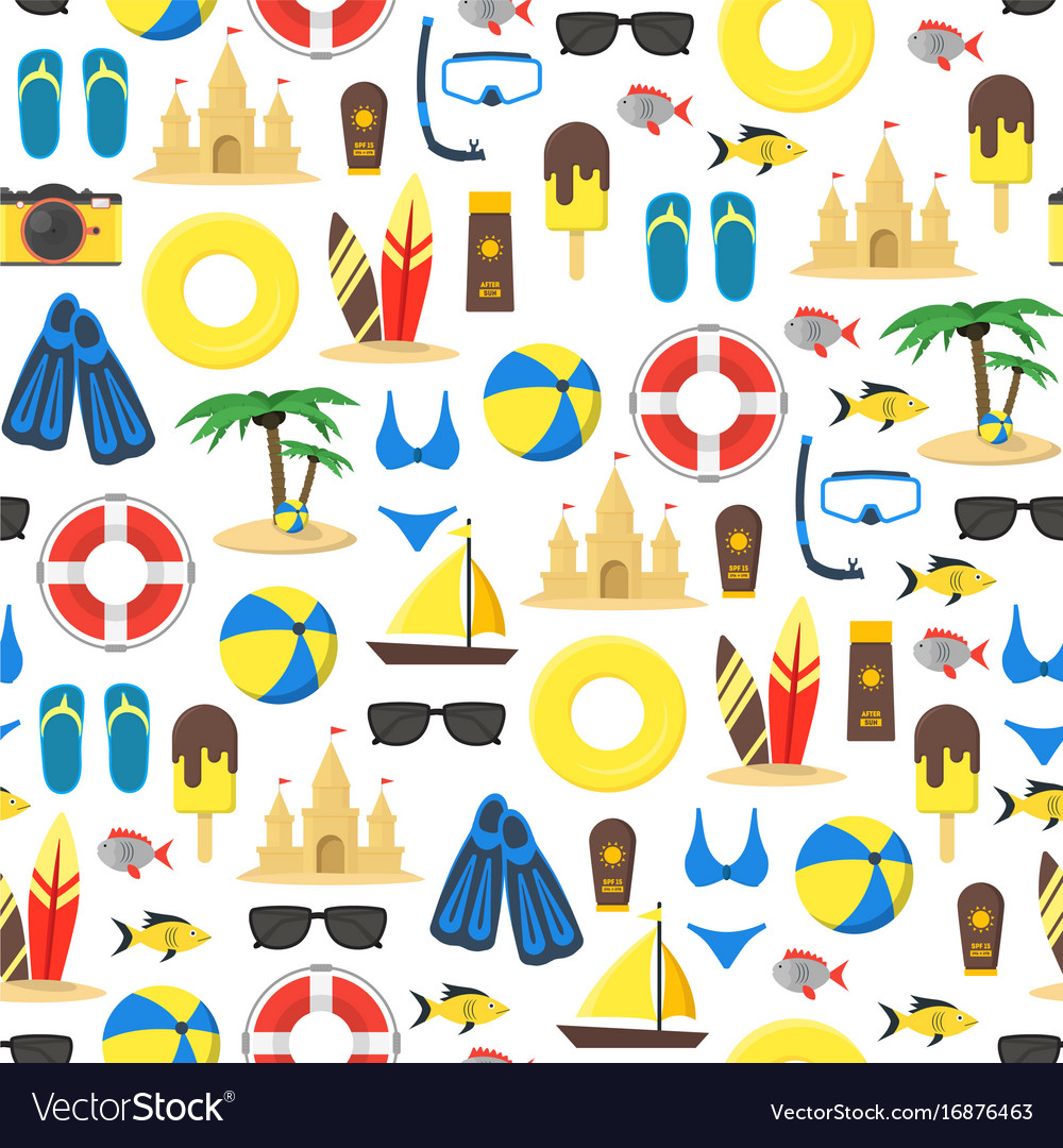 Summer rest background pattern on a white