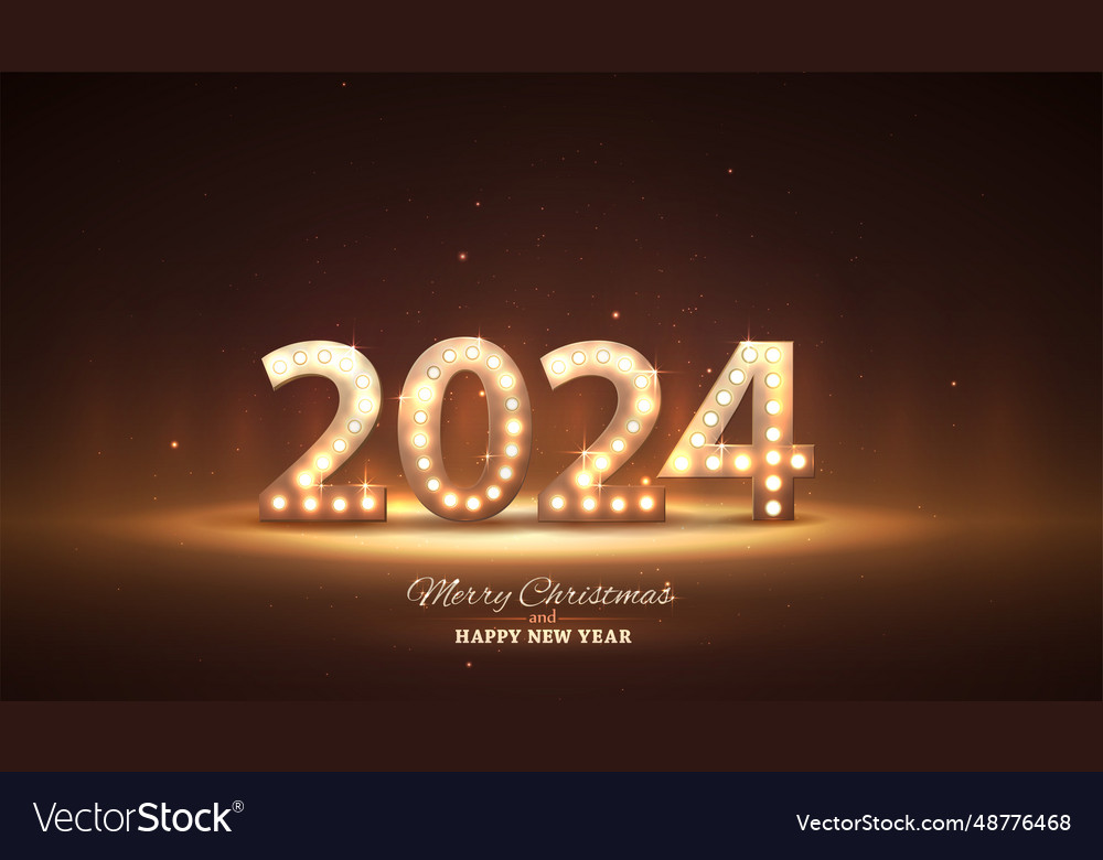 2024 new year numbers with lamp bulb retro style vector image 2024 new year numbers with lamp bulb retro style