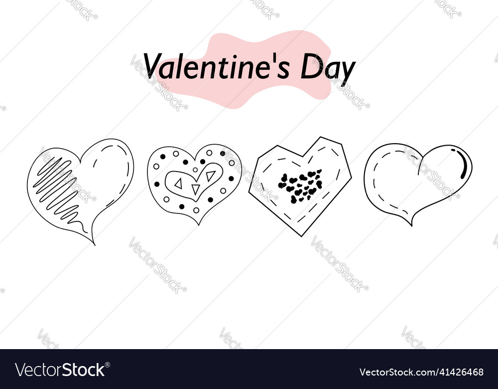 A set of hearts in linear design symbol vector image A set of hearts in linear design symbol