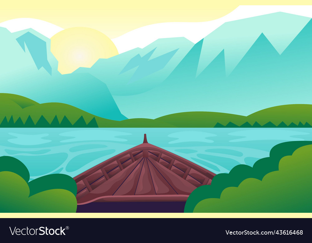 Boat landscape nature background design Royalty Free Vector