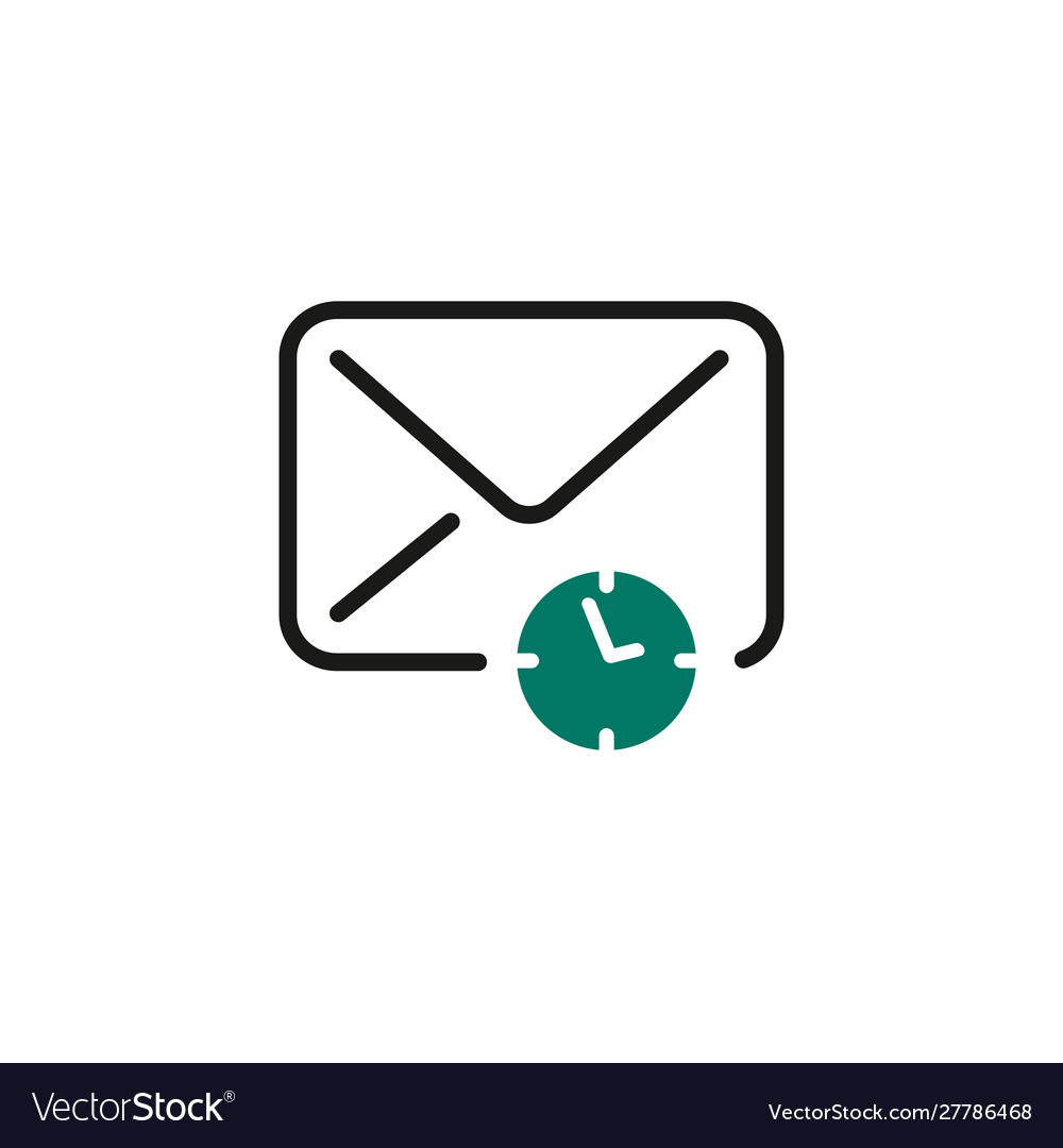 Email icon with timer or clock sign vector image Email icon with timer or clock sign