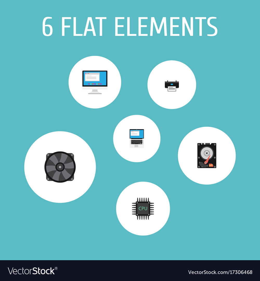 Flat icons printer microprocessor display