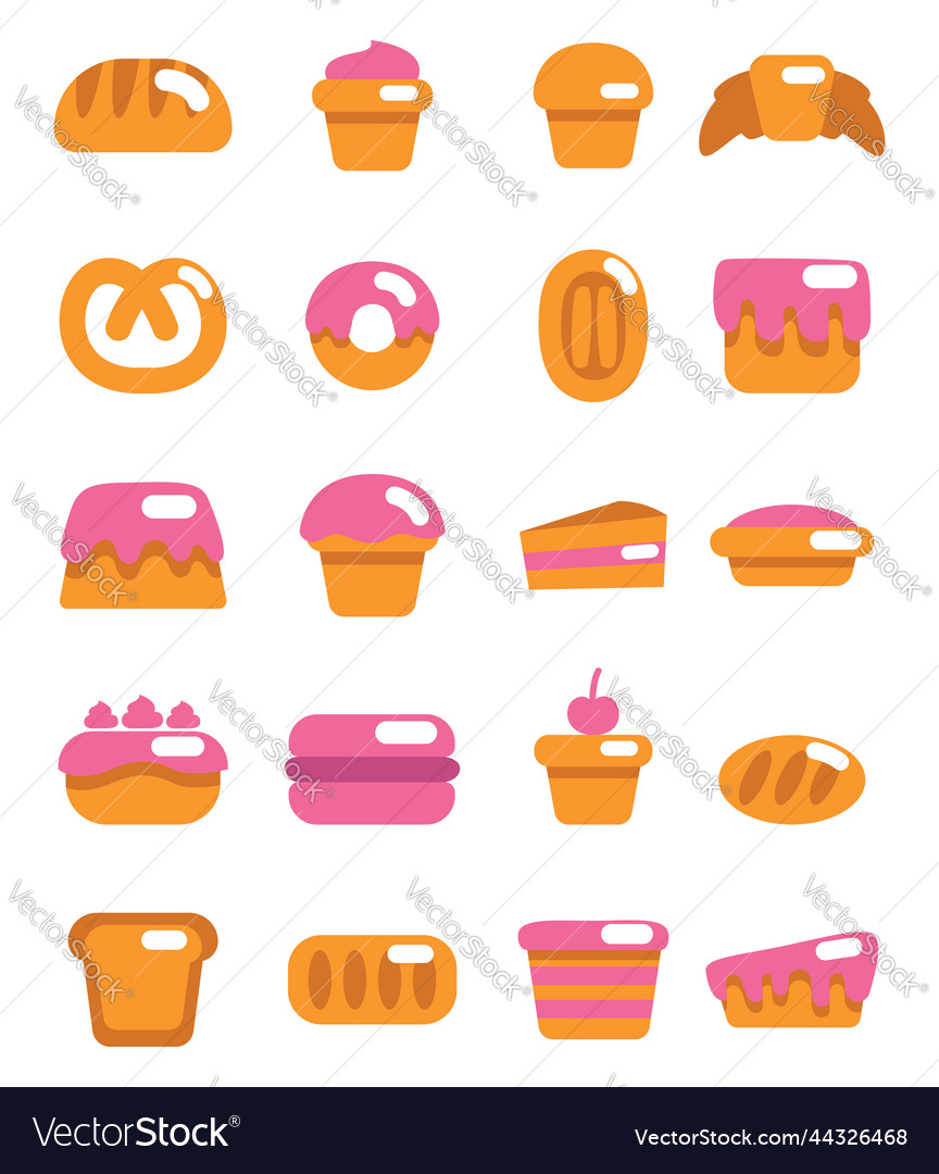 Fresh bakery pastries on a white background Vector Image