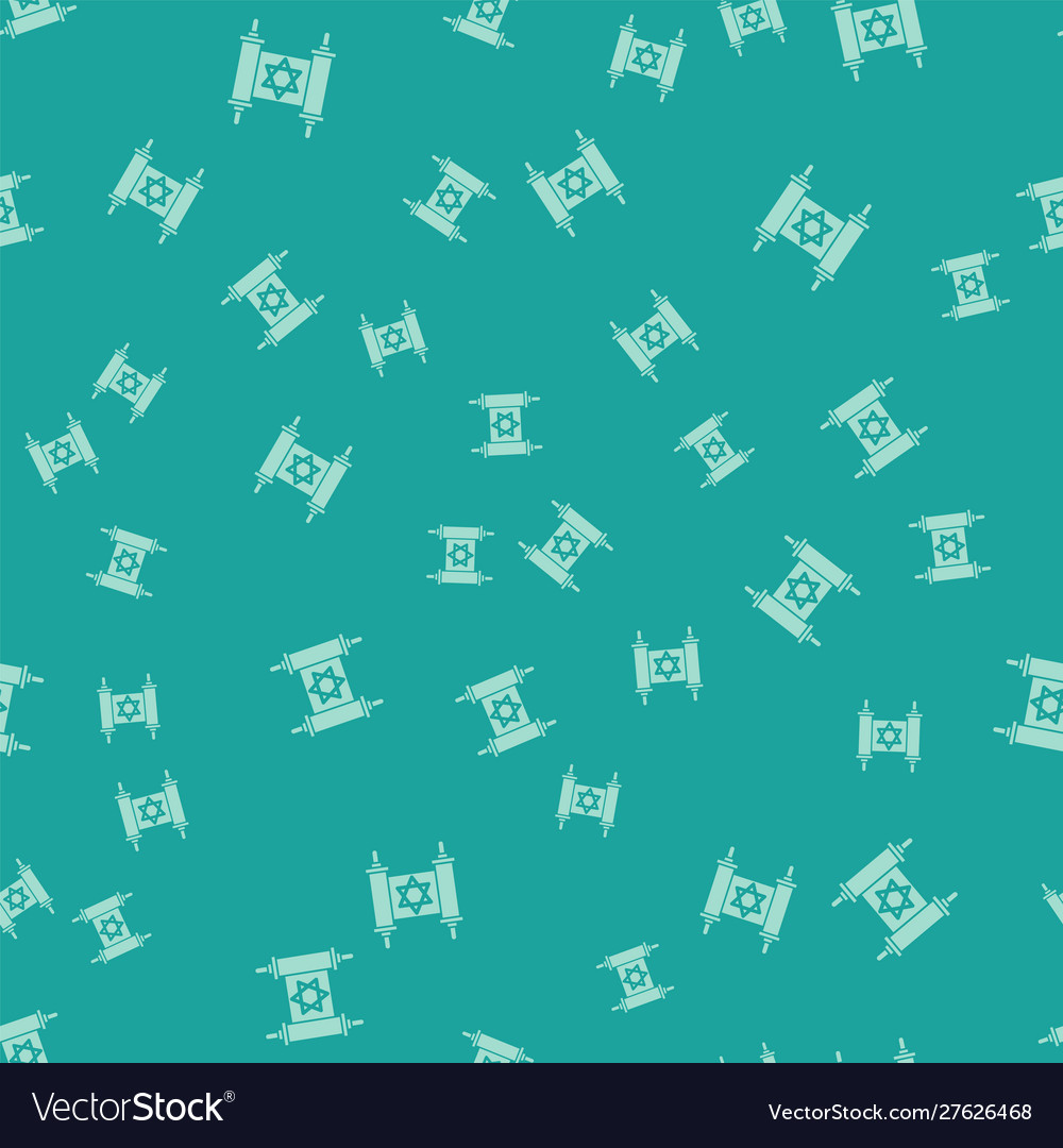 Green torah scroll icon isolated seamless pattern vector image Green torah scroll icon isolated seamless pattern