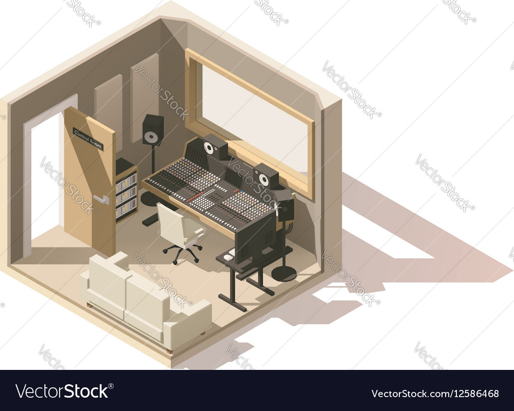 Isometric Low Poly Recording Studio Icon Vector Image