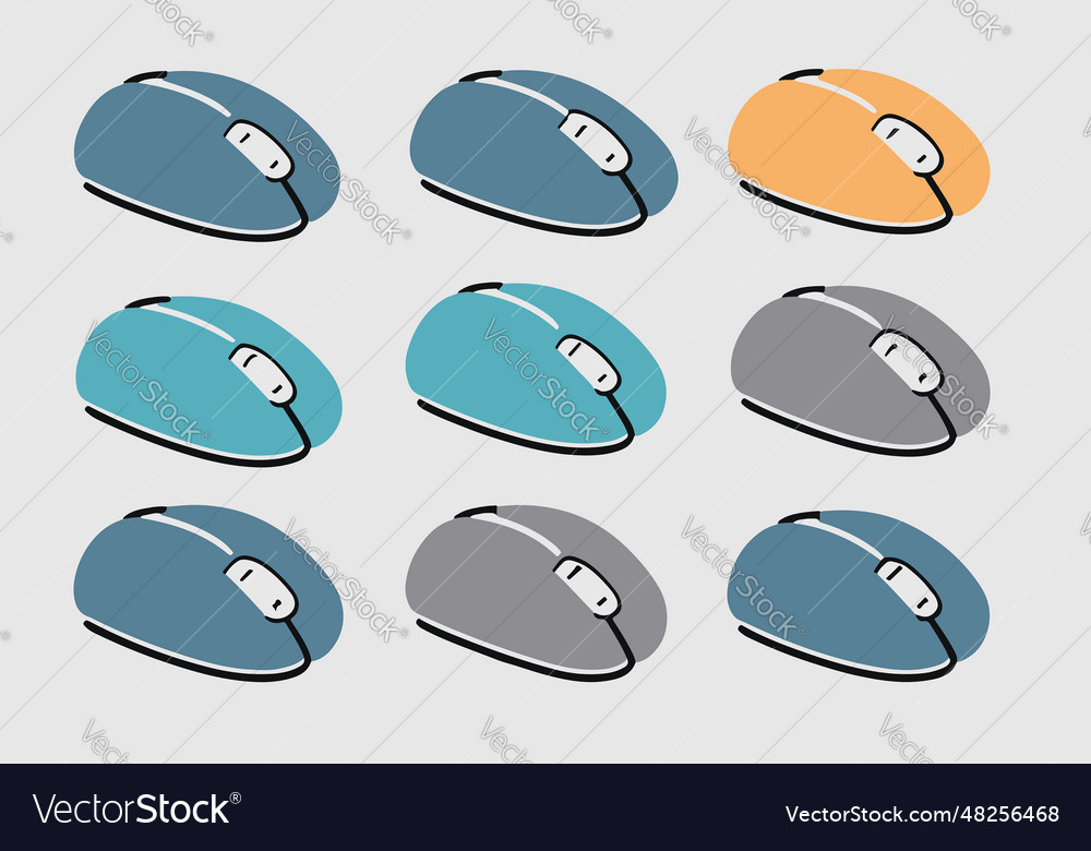 Mouse sets icons wireless vector image Mouse sets icons wireless
