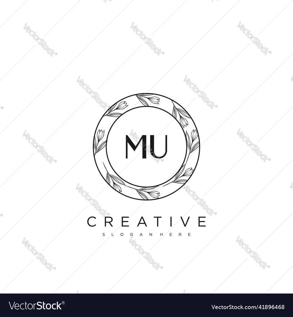 Mu initial letter flower logo template premium art