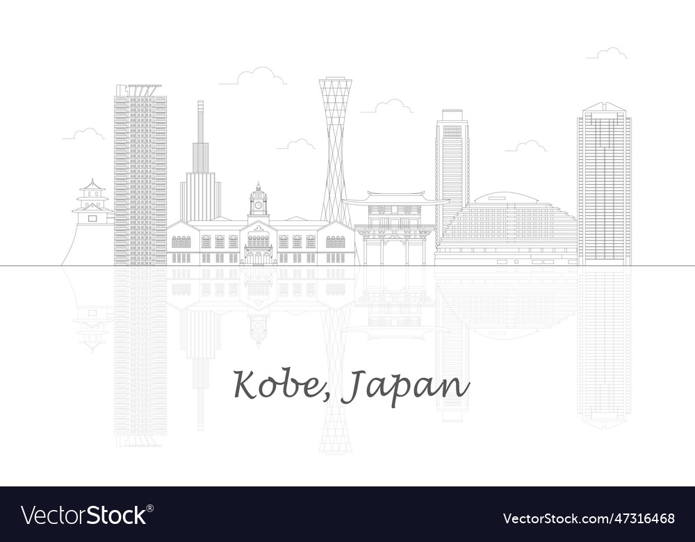 Outline skyline panorama of city kobe japan