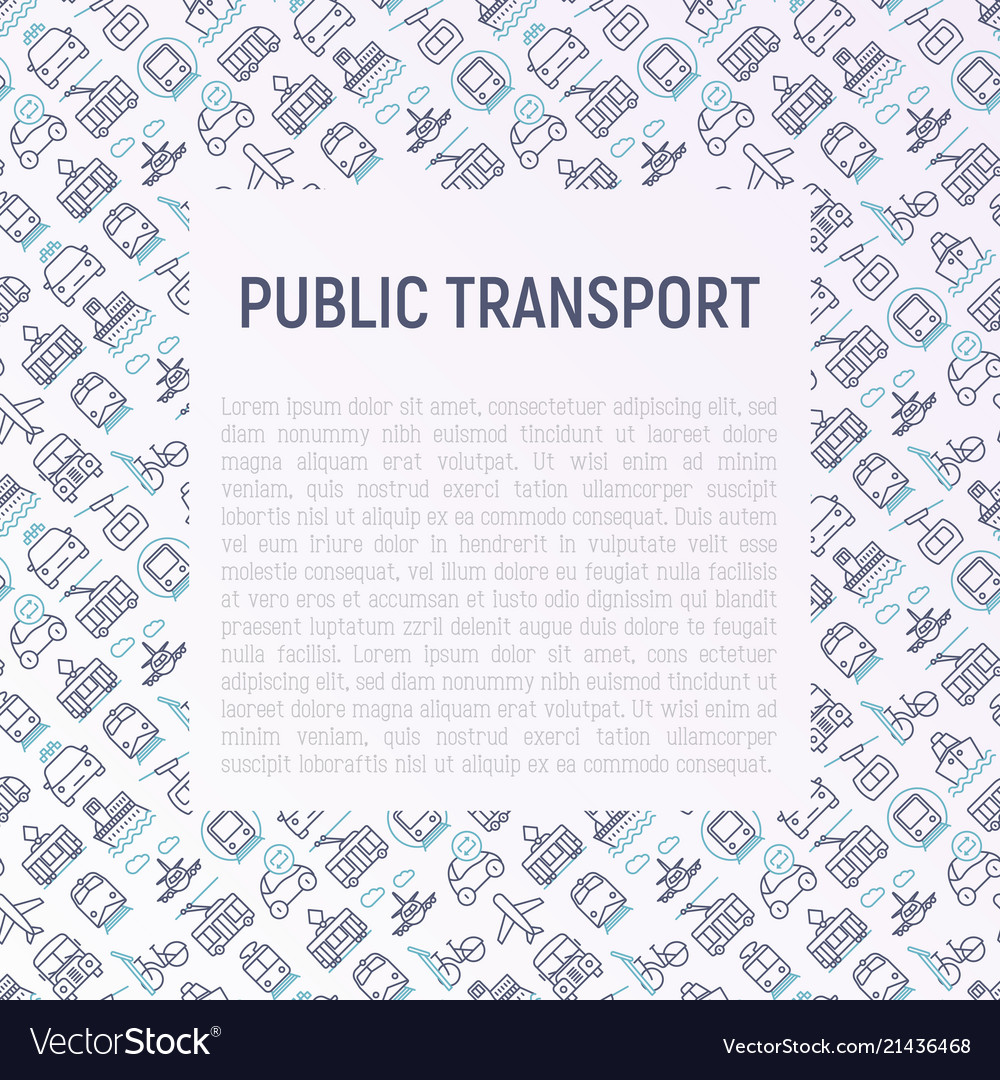 Public transport concept with thin line icons