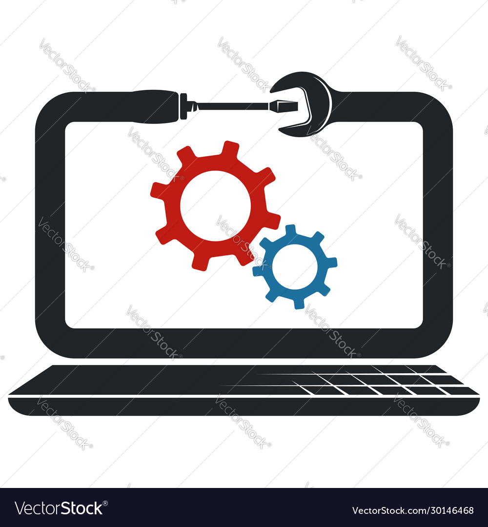 Repair and maintenance laptop computers symbol Vector Image