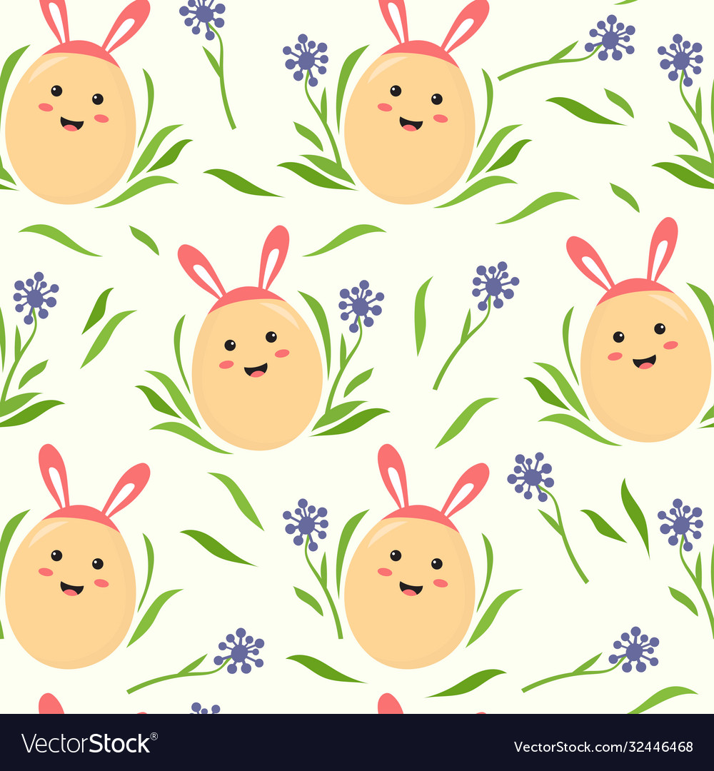 Seamless pattern happy egg in style kawaii