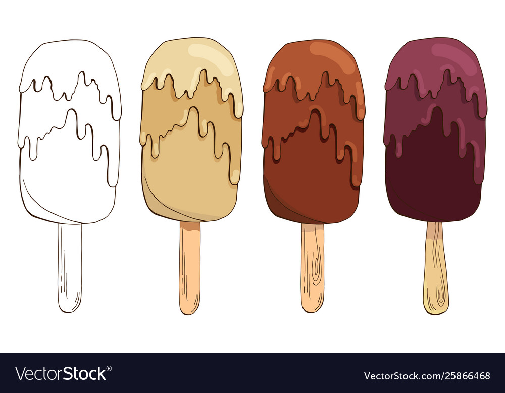 Set hand drawn ice creams eskimo pie