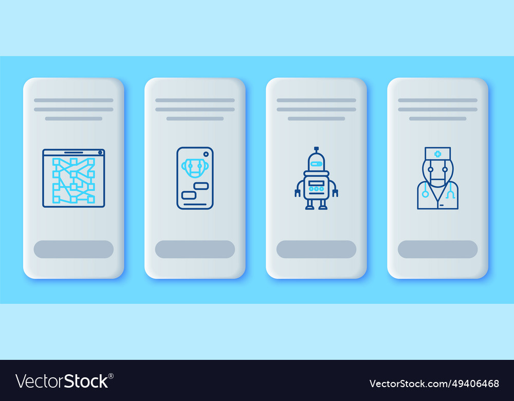 Set line bot robot global technology or social vector image Set line bot robot global technology or social