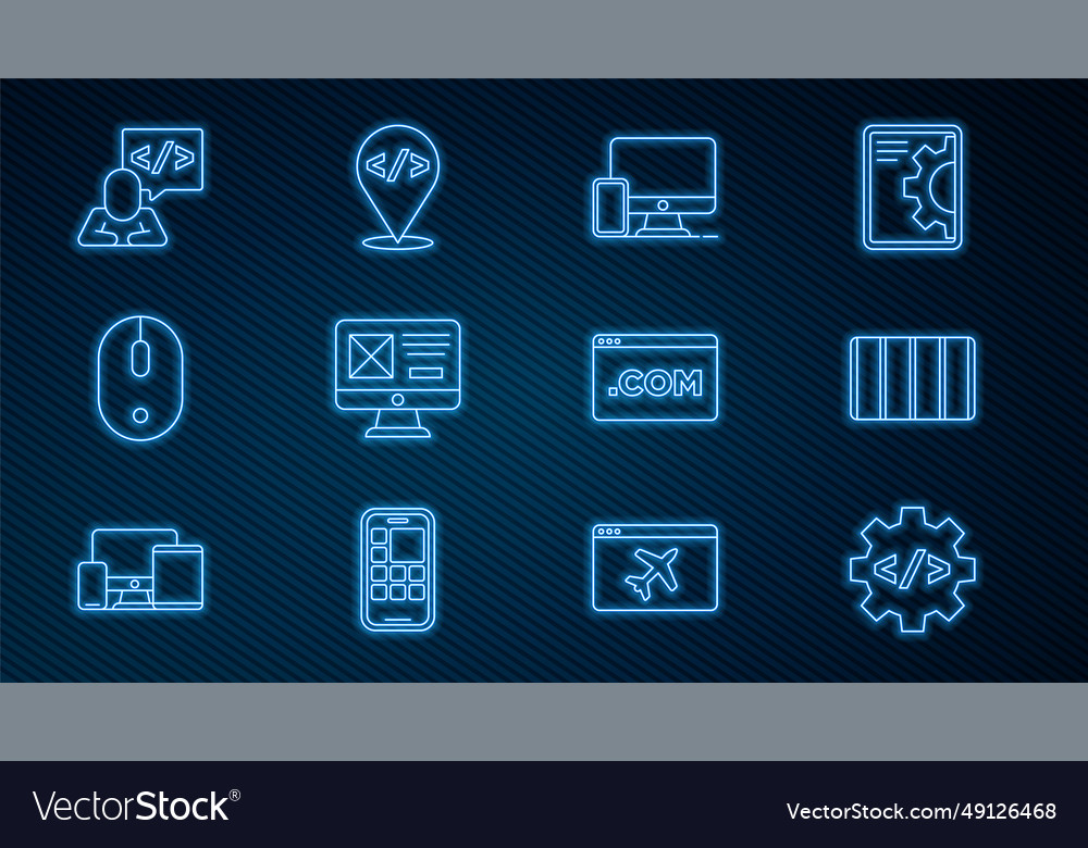 Set line front end development color palette vector image Set line front end development color palette