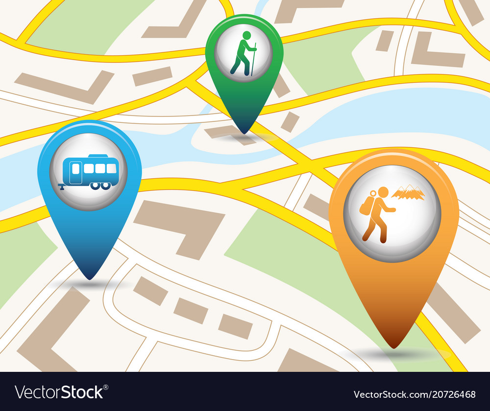 Set of tourism service map pointers