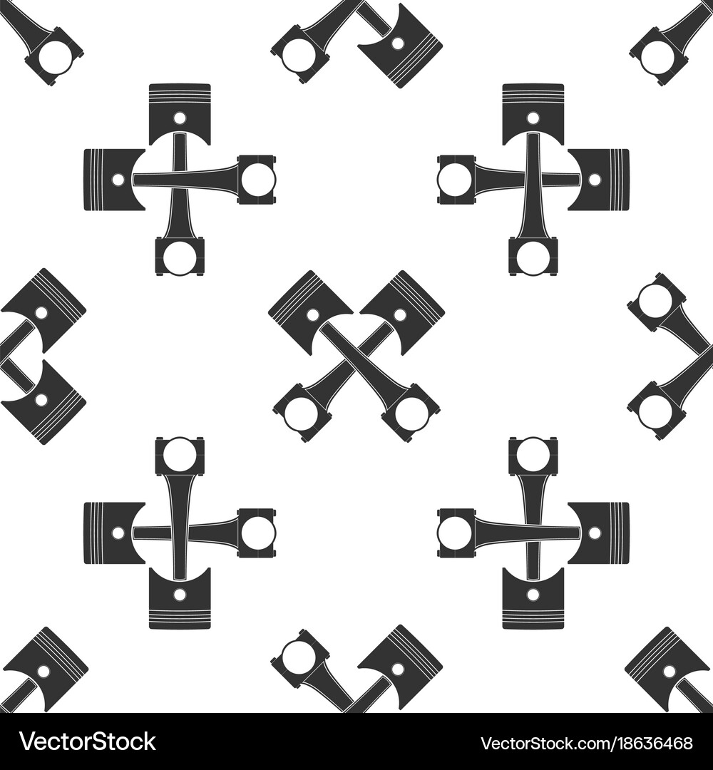 Two crossed engine pistons icon seamless pattern Vector Image