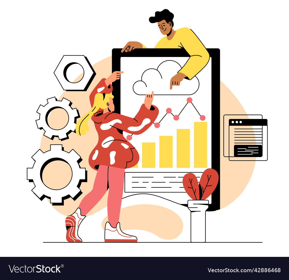 Working with big data vector image Working with big data