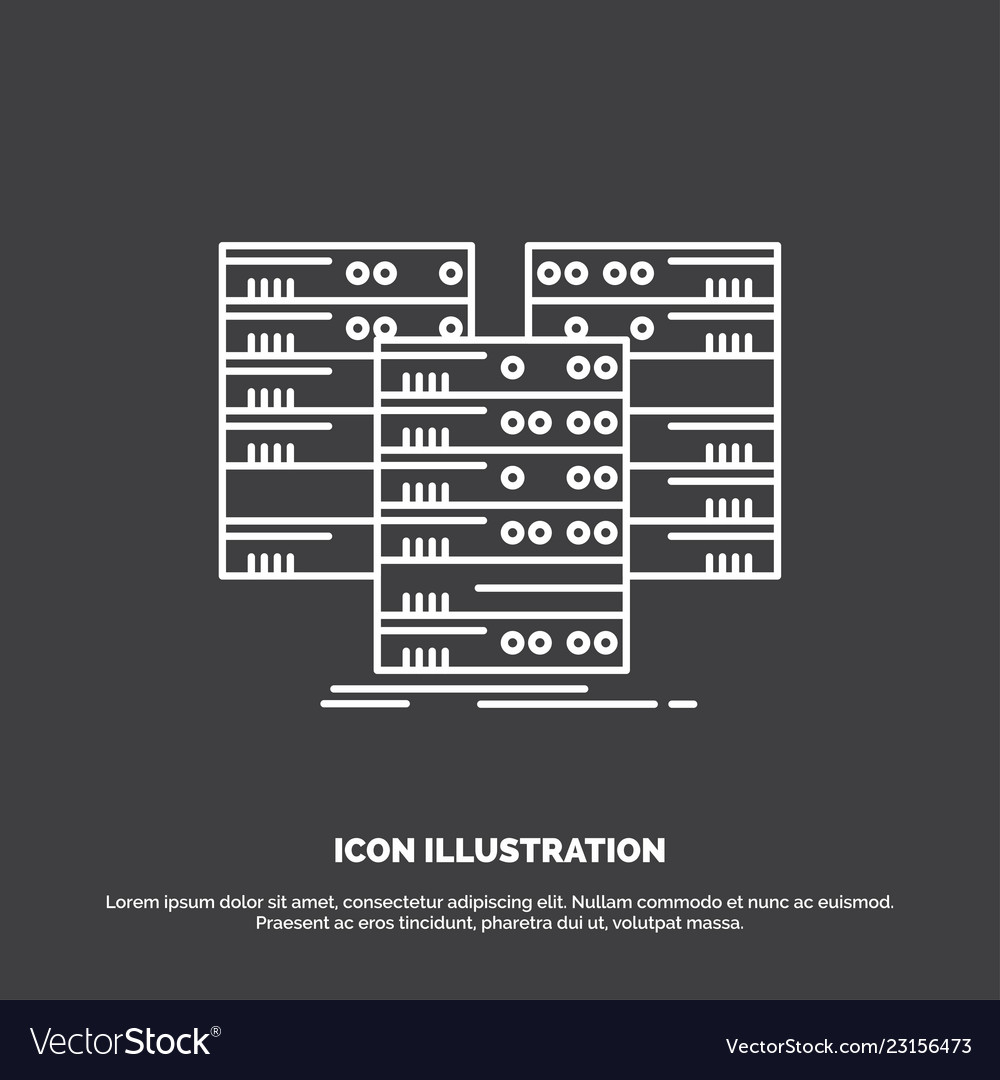 Center centre data database server icon line vector image Center centre data database server icon line