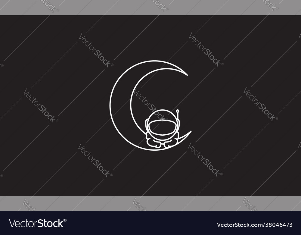 Crescent astronaut lines logo symbol icon graphic