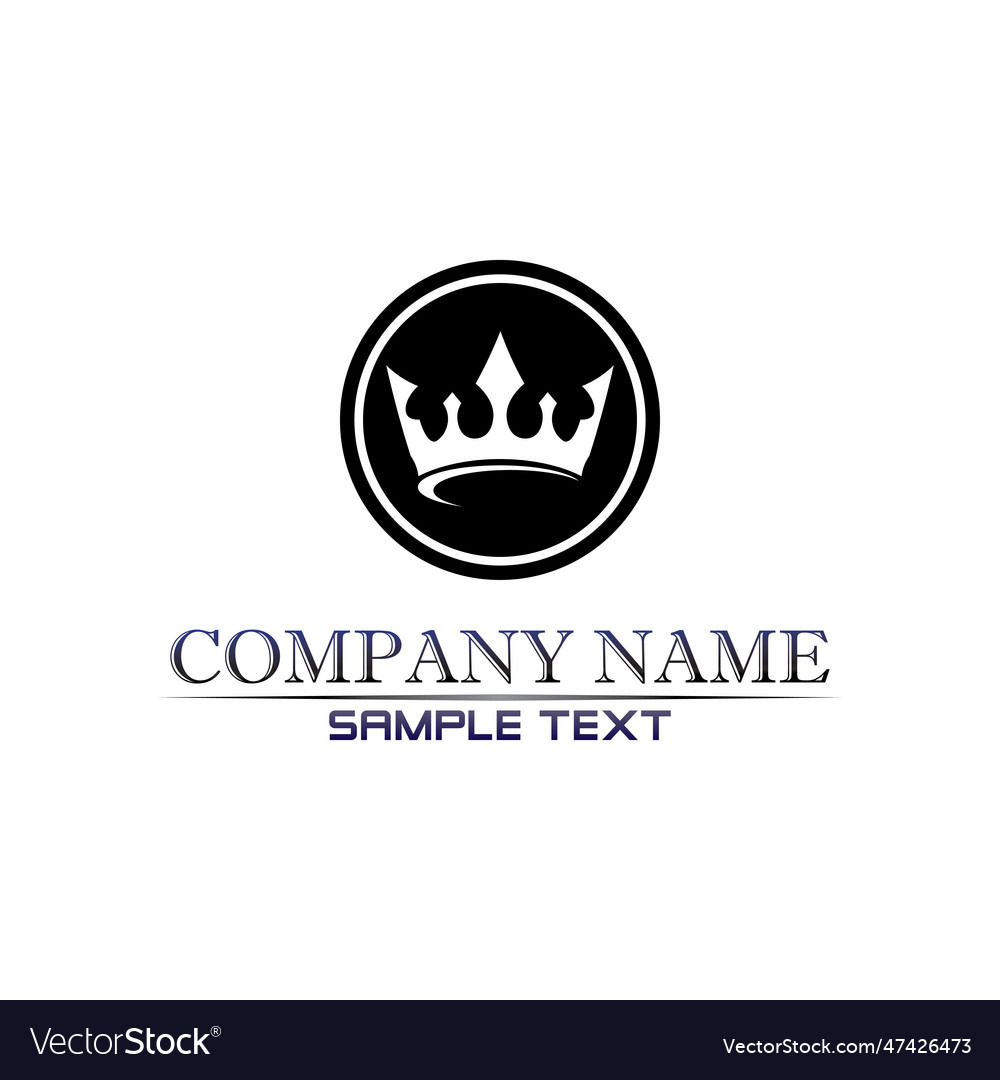 Crown logo and king template Royalty Free Vector Image