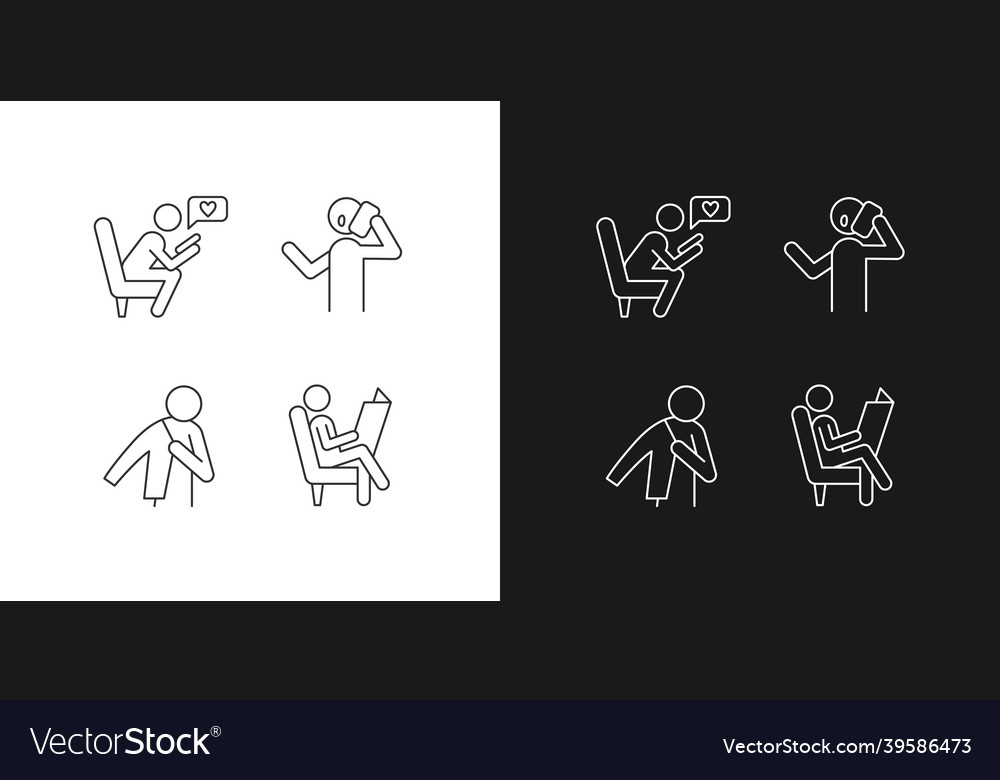 Everyday life linear icons set for dark and light