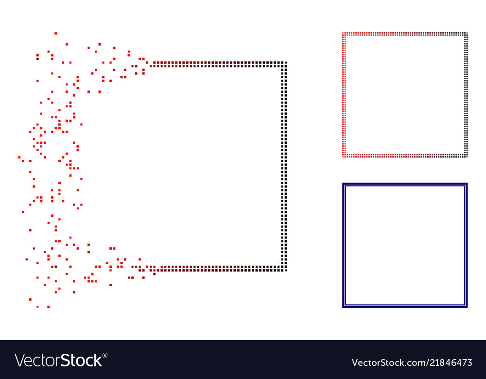Fractured pixelated halftone double square frame Vector Image Fractured pixelated halftone double square frame