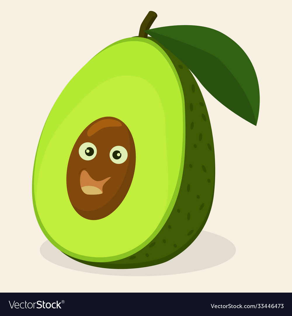 Half a happy smiling avocado Royalty Free Vector Image