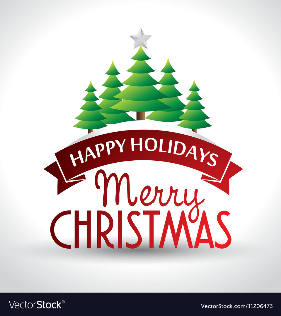 Happy holidays label merry christmas card