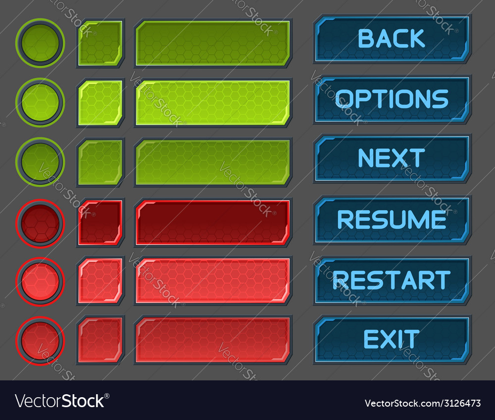 Interface buttons set for space games