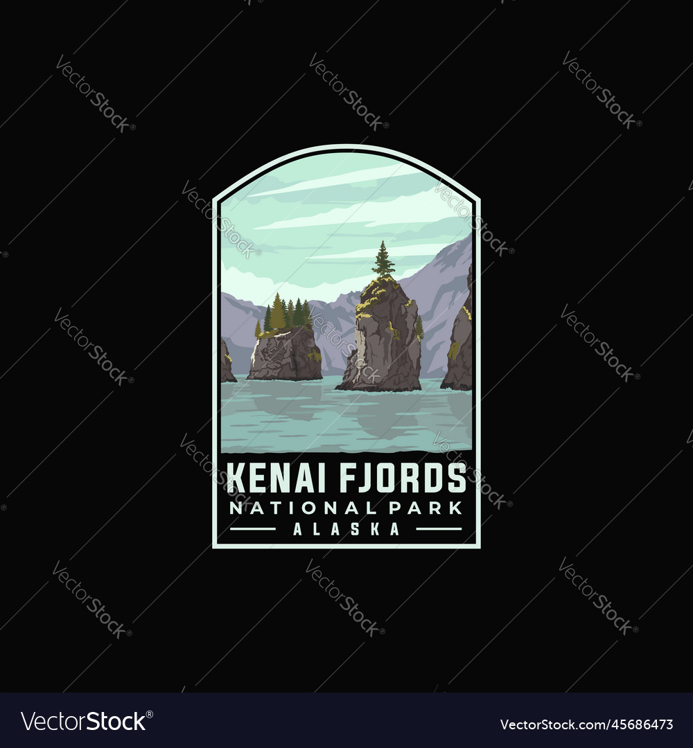 Kenai fjords national park template Royalty Free Vector