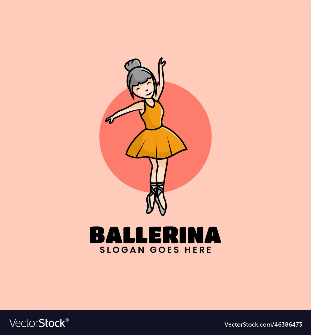 Logo ballerina mascot cartoon style