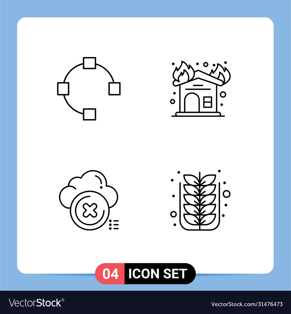Mobile interface line set 4 pictograms open