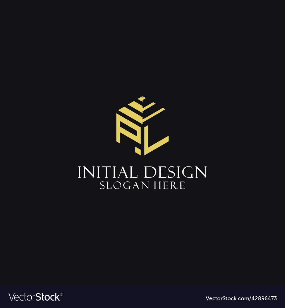 Pl initial monogram with hexagon shape logo