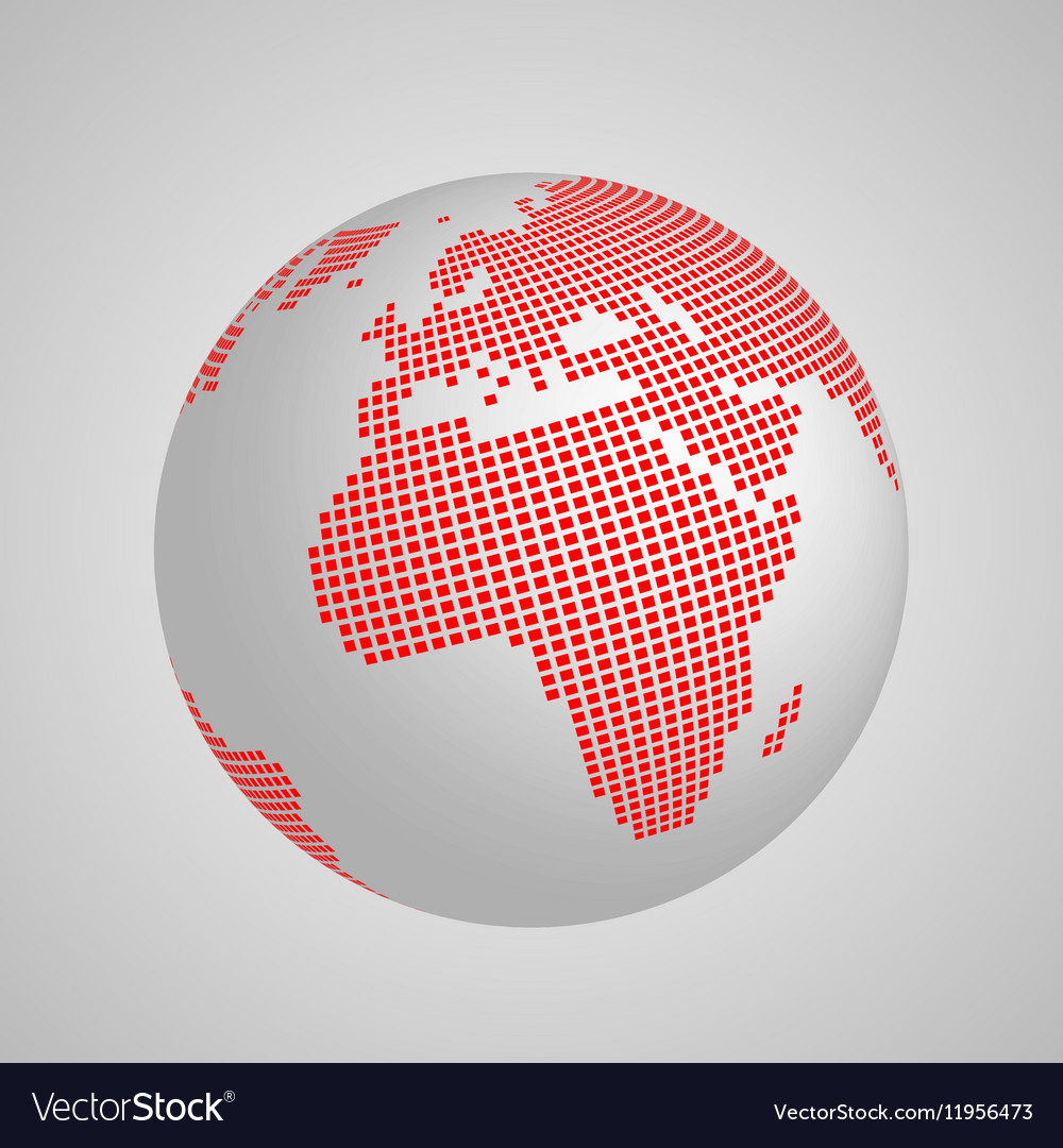 Planet earth globe with red squared map