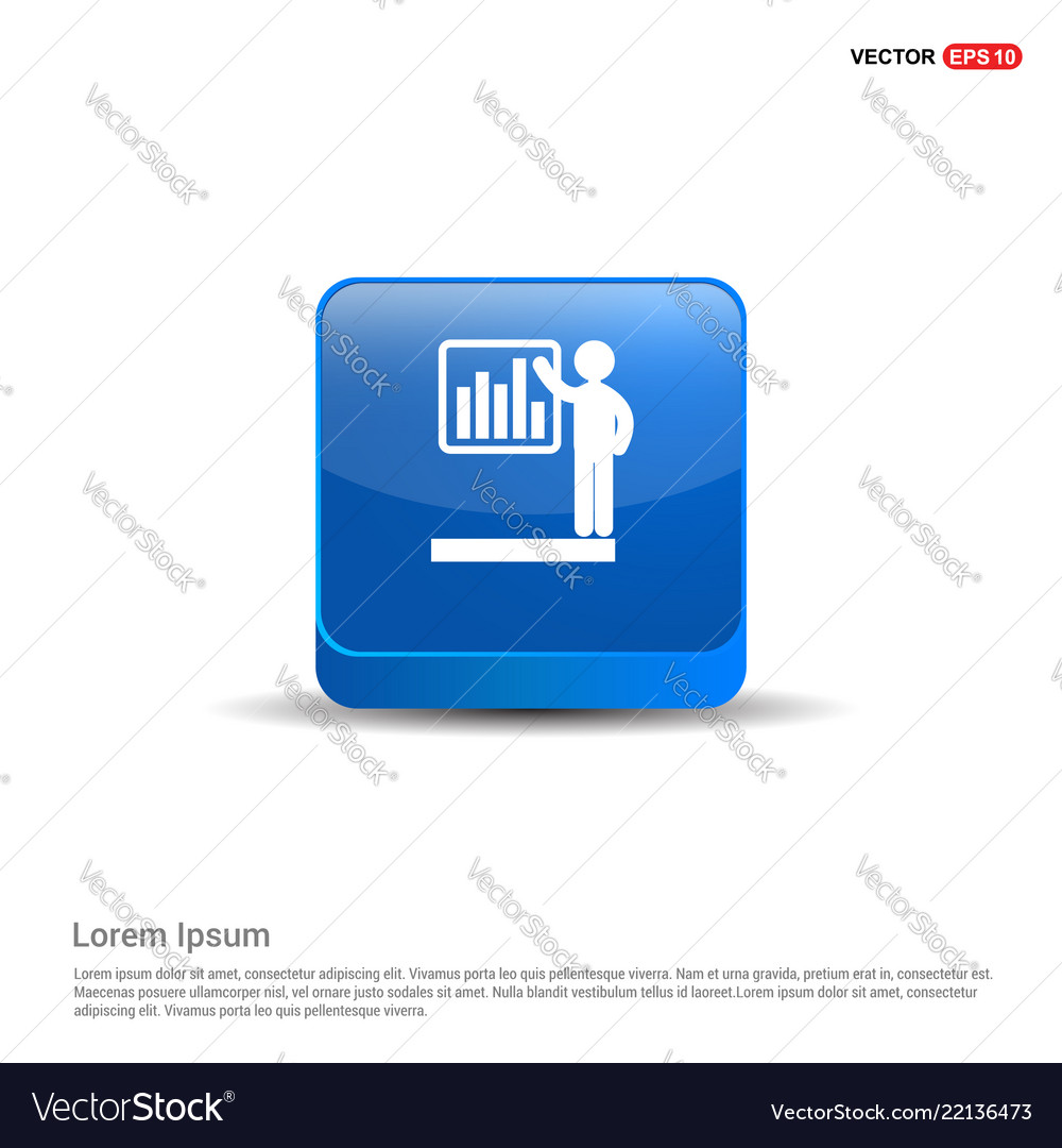 Progress chart icon - 3d blue button