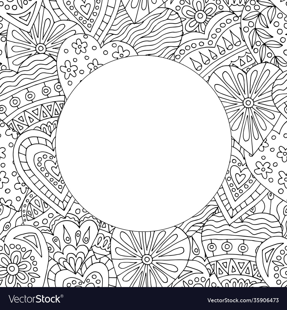 Round frame with abstract pattern hand-drawn vector image Round frame with abstract pattern hand-drawn