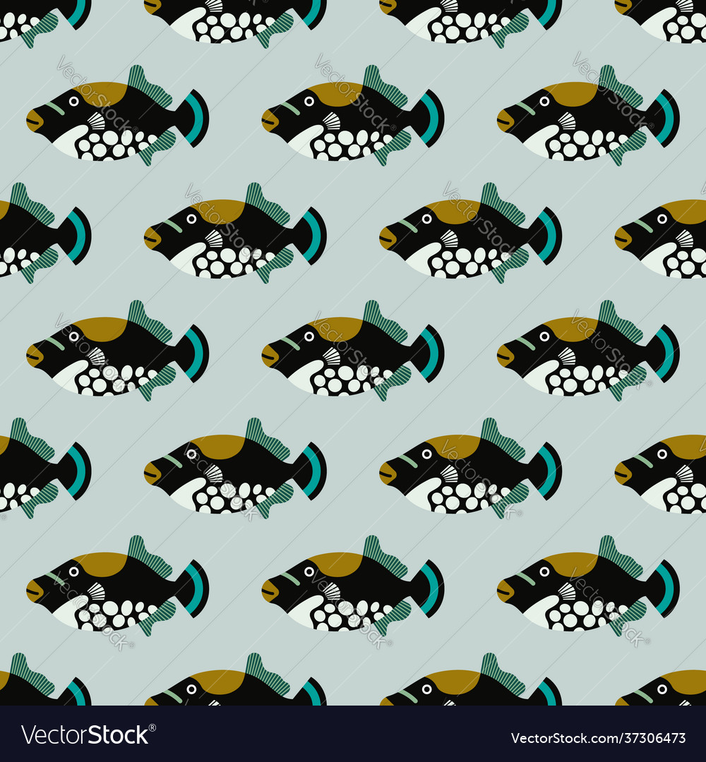 Seamless pattern with fish creative design element vector image Seamless pattern with fish creative design element