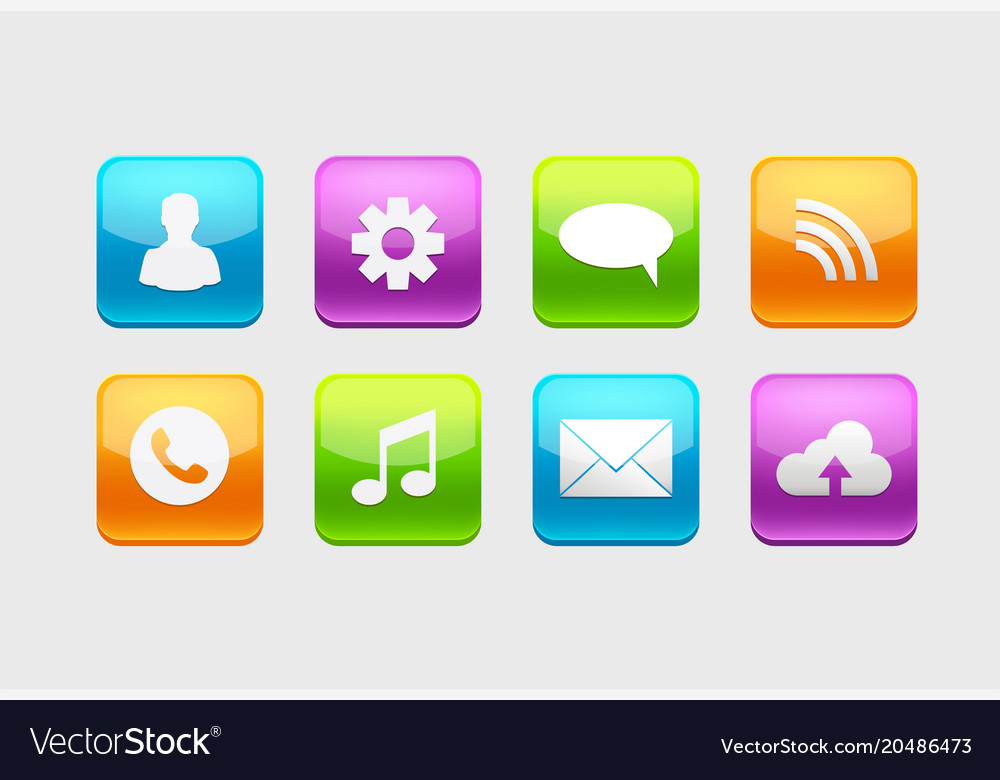 Set glossy button icons for your design