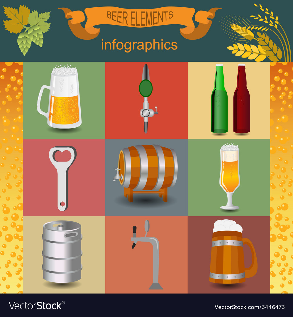 Set icons beer equipment for creating your own