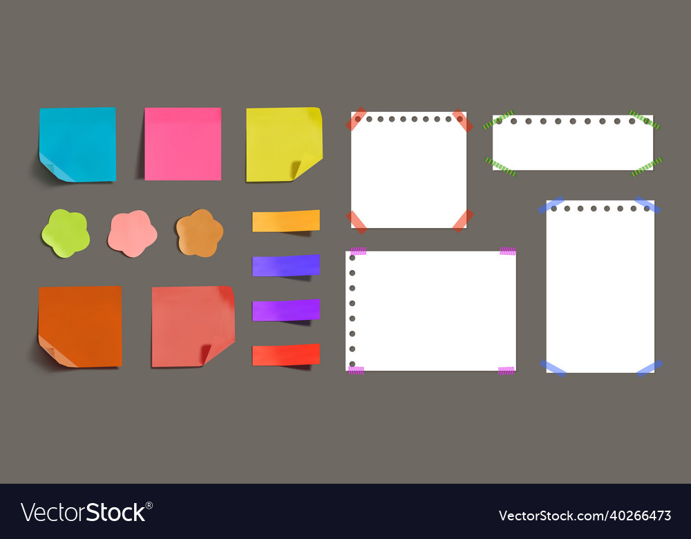 Set of memo colorful and white stickers