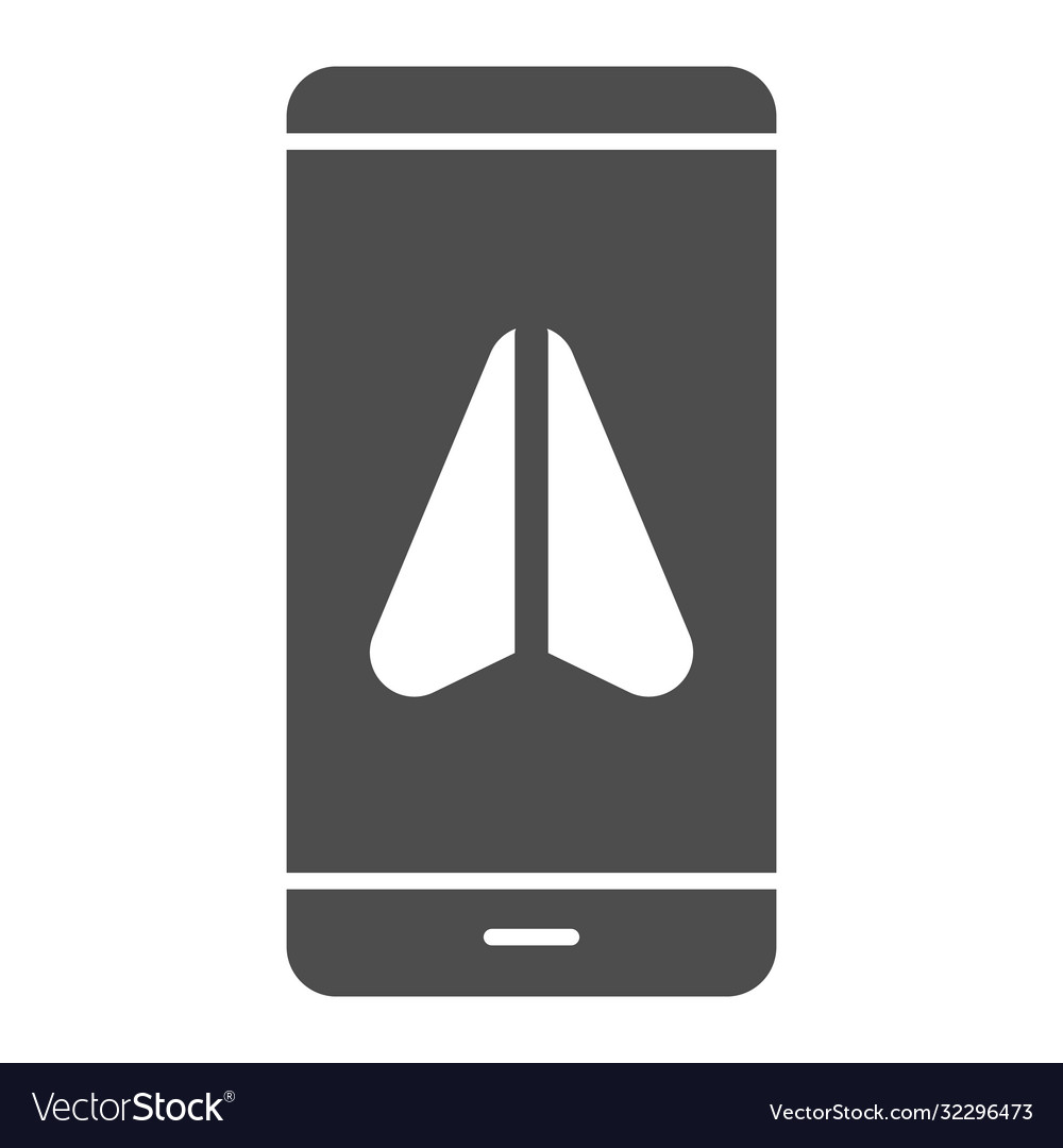 Smartphone with navigator solid icon navigation vector image Smartphone with navigator solid icon navigation