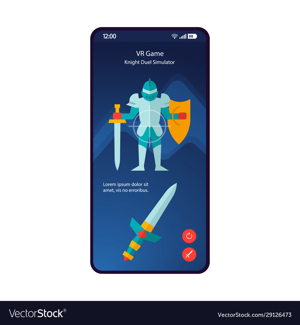 Vr game smartphone interface template vector image Vr game smartphone interface template