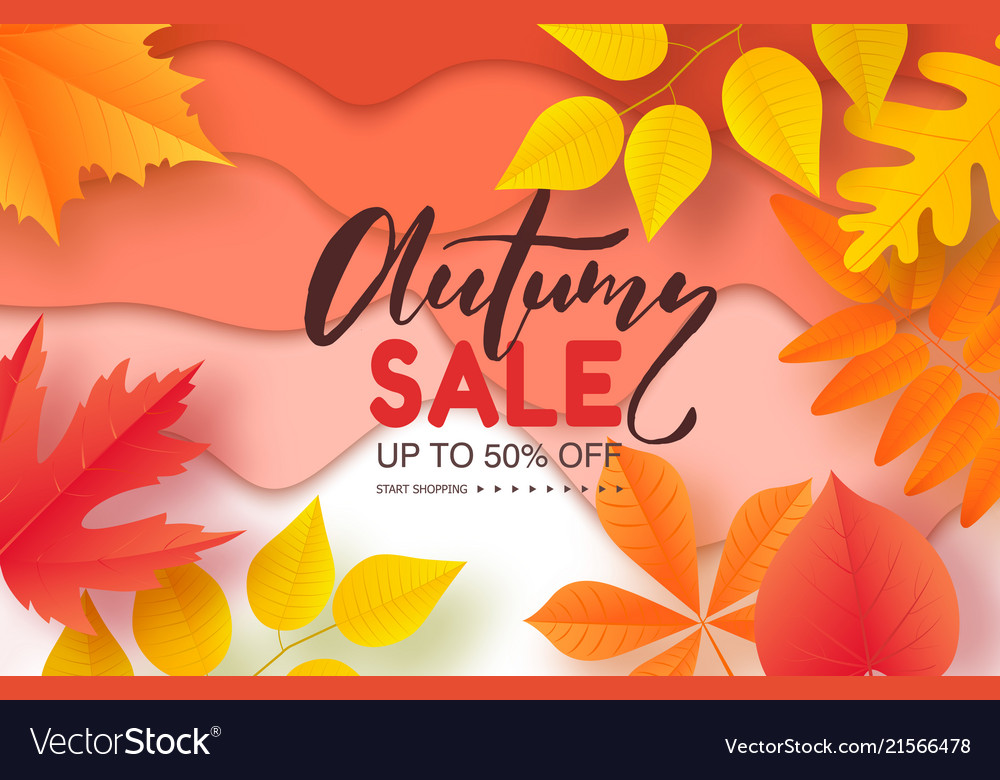 Autumn sale poster with colorful leaves